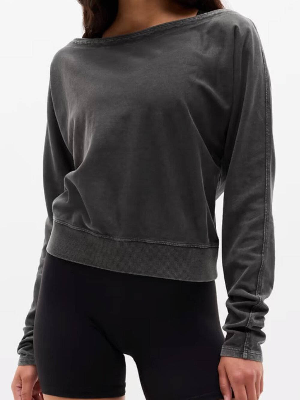 NWT Athleta Airy Cotton Terry Snow Wash Boat Neck Sweatshirt